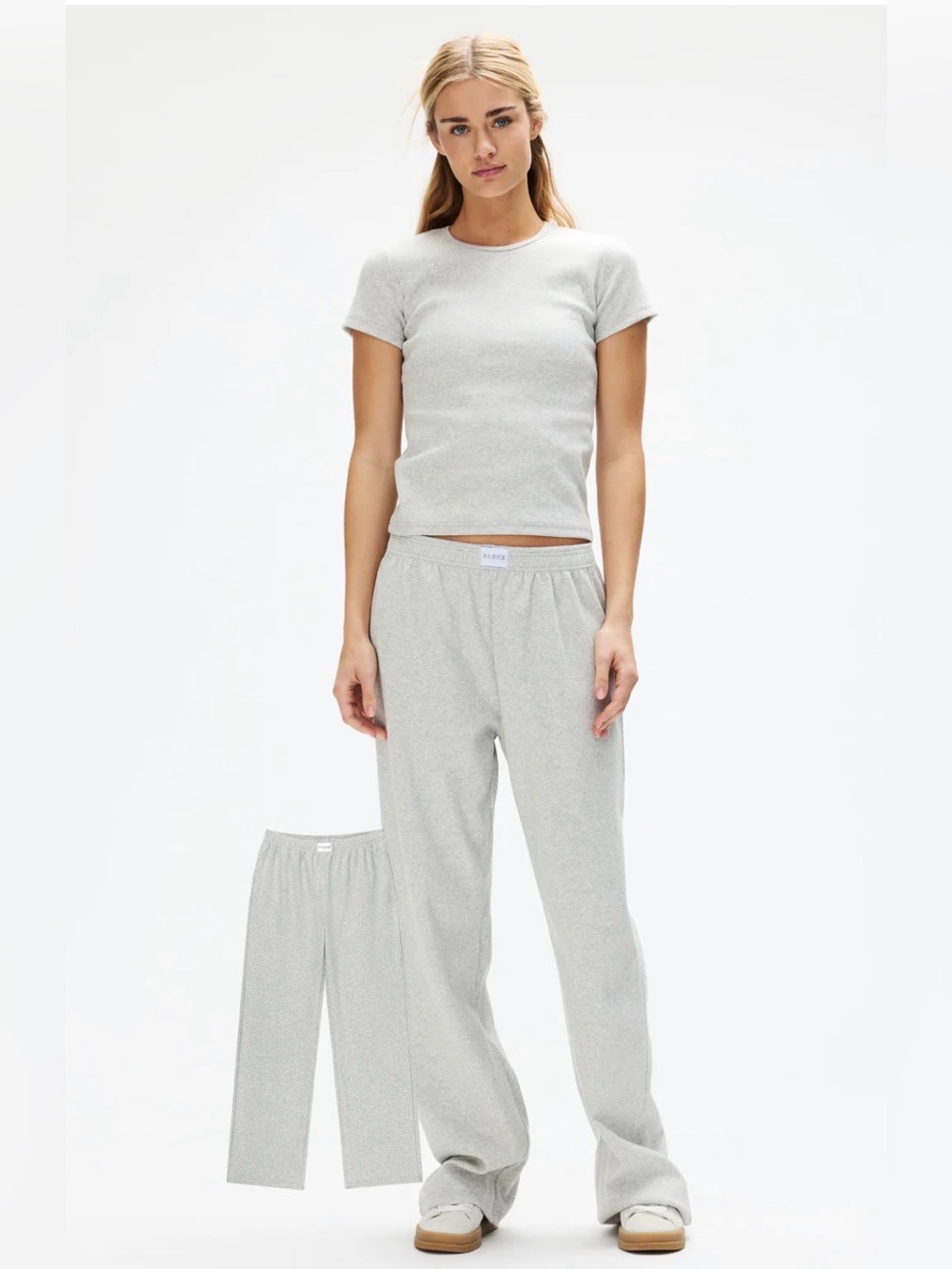 NWT PARKE Core Ribbed Cotton Boxer Pant - Grey - Small 🩶